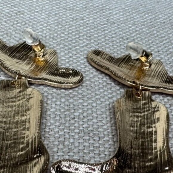 Western "Let's Go Girls" Rhinestone Earrings (Red & Gold, Cowboy, Bachelorette) - Picture 8 of 8